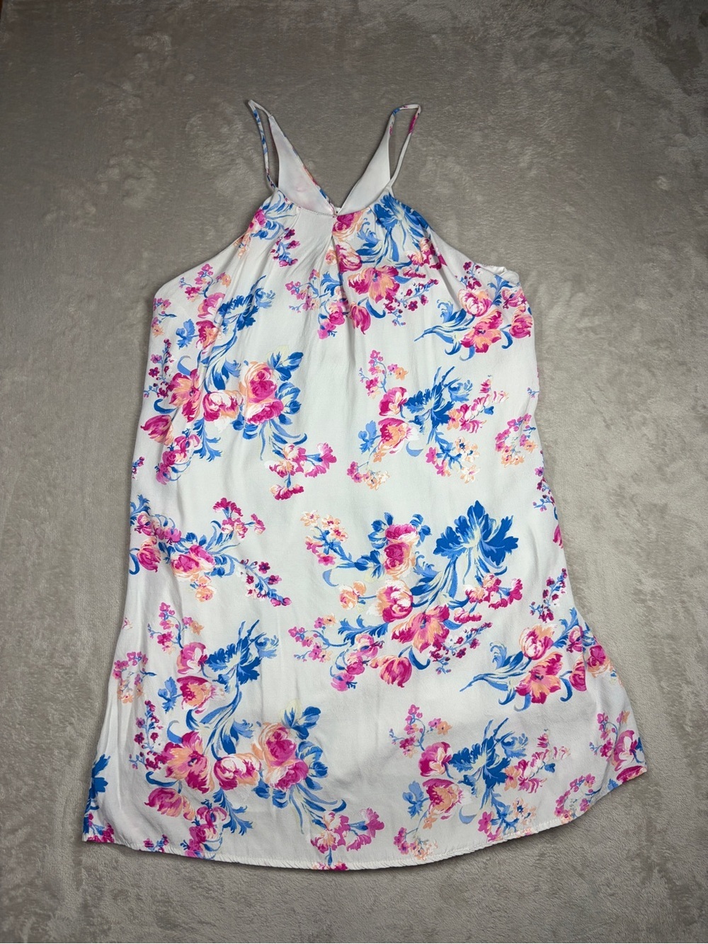 Lucy Love Sleeveless White Floral Pink Mini Dress Size Medium